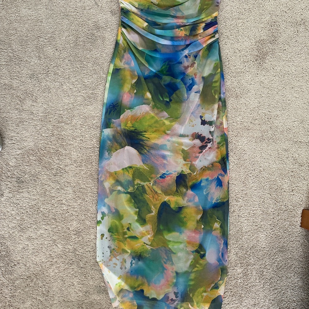 Zara Strapless Floral Dress - Multicolor